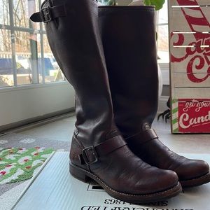 Frye Veronica Slouch Boots, women size 7.5, dark brown, no longer sold at Frye